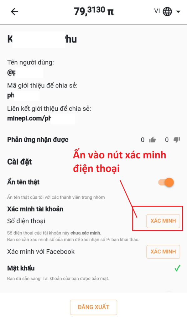 Hướng dẫn xác minh số điện thoại tài khoản - PI NETWORK VIET NAM - ZIKZAC